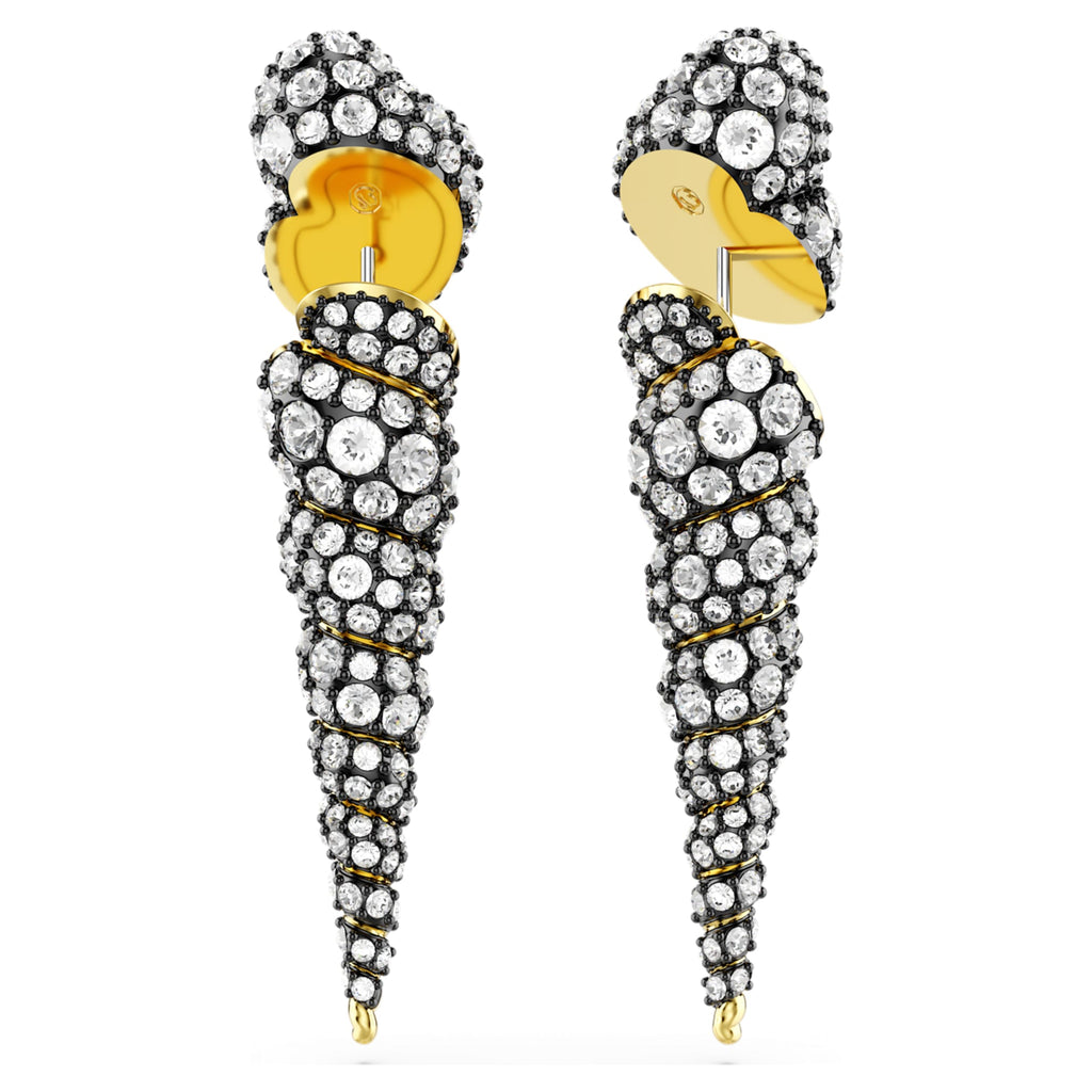Idyllia drop earrings Asymmetrical design, Round cut, Shell, White, Mixed metal finish - Shukha Online Store