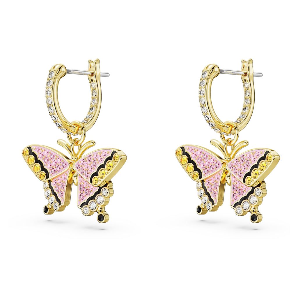 Idyllia drop earrings Butterfly, Multicolored, Gold-tone plated - Shukha Online Store