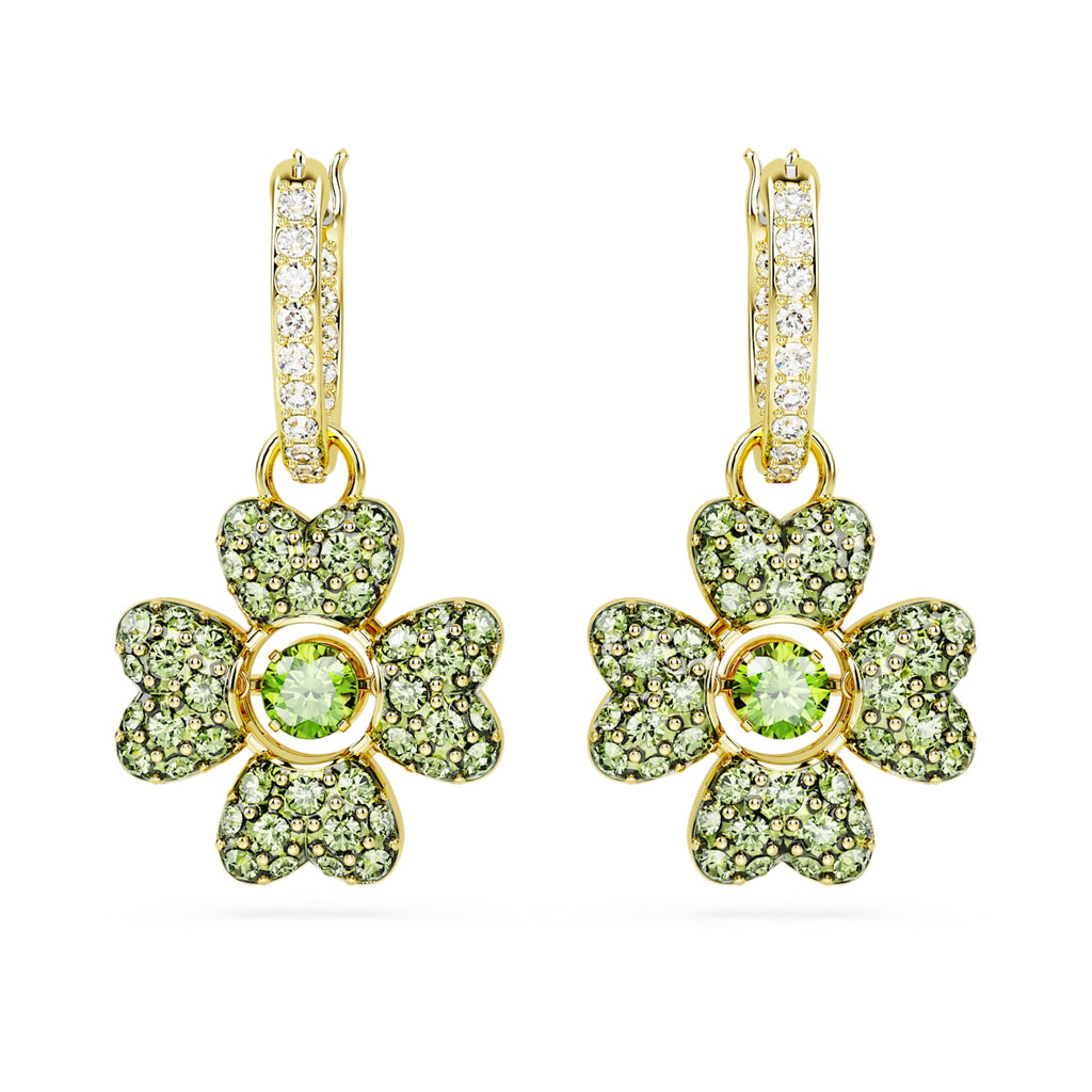 Idyllia drop earrings Clover, Green, Gold-tone plated - Shukha Online Store