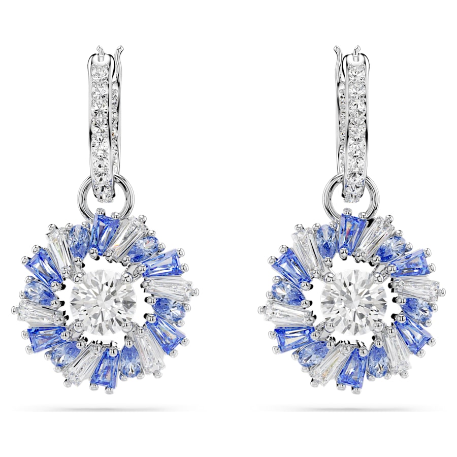 Idyllia drop earrings Flower, Blue, Rhodium plated - Shukha Online Store