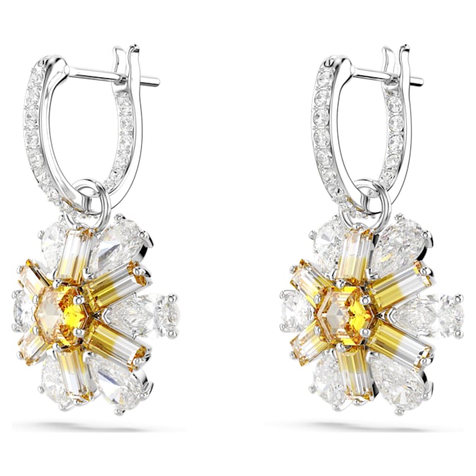 Idyllia drop earrings Flower, Yellow, Rhodium plated - Shukha Online Store