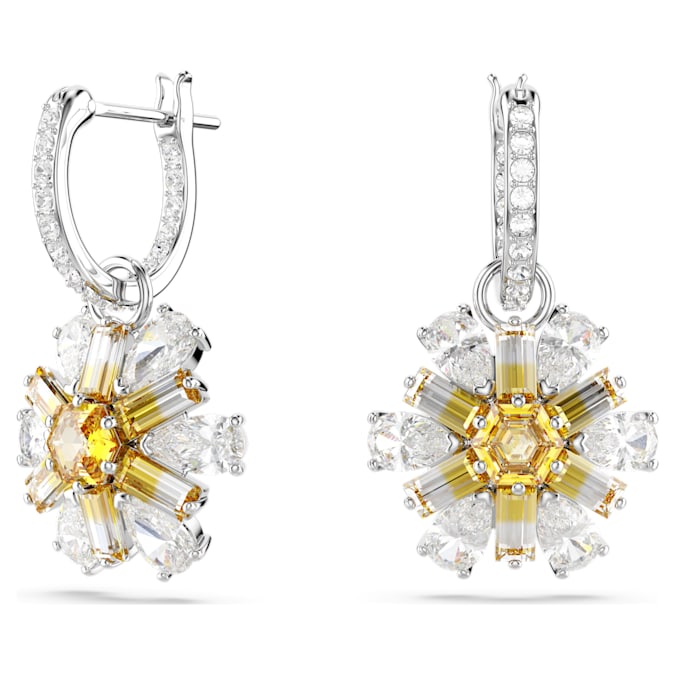 Idyllia drop earrings Flower, Yellow, Rhodium plated - Shukha Online Store