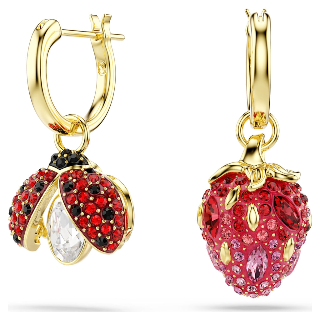 Idyllia drop earrings Set (3), Ladybug, Clover, Strawberry ...