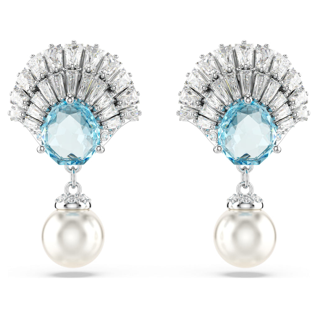 Idyllia drop earrings Shell, Blue, Rhodium plated - Shukha Online Store