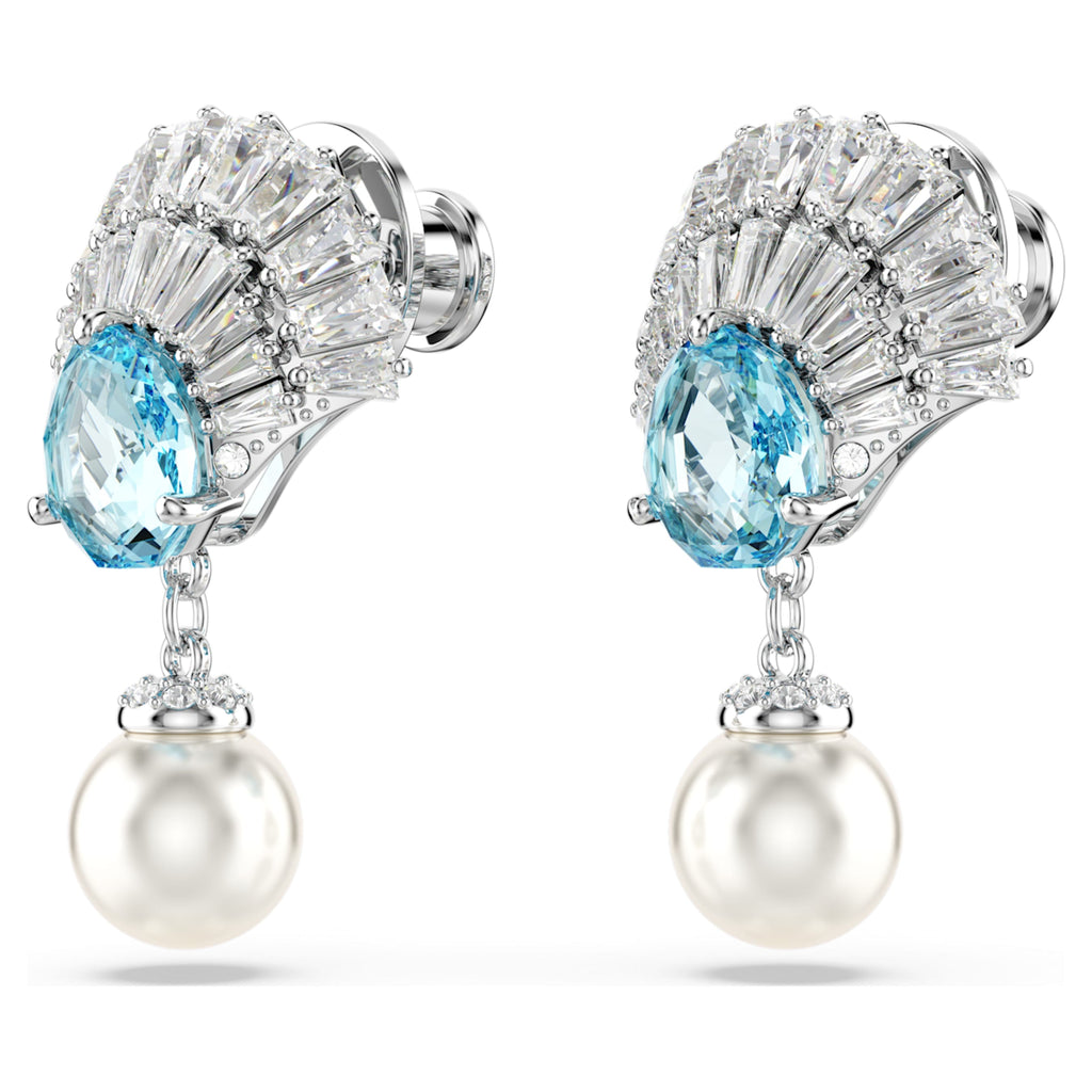 Idyllia drop earrings Shell, Blue, Rhodium plated - Shukha Online Store