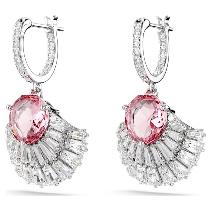 Idyllia drop earrings Shell, Pink, Rhodium plated - Shukha Online Store