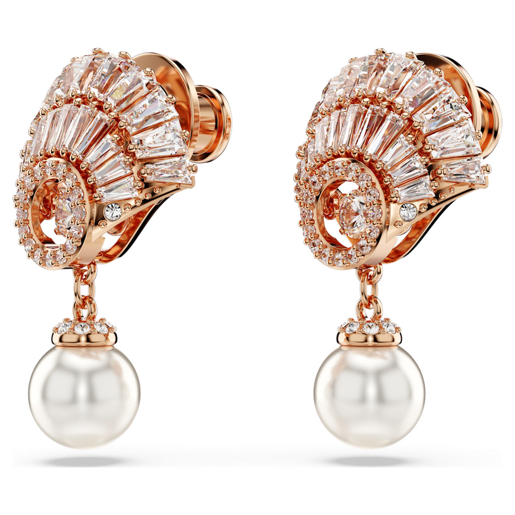 Idyllia drop earrings Shell, White, Rose gold-tone plated - Shukha Online Store