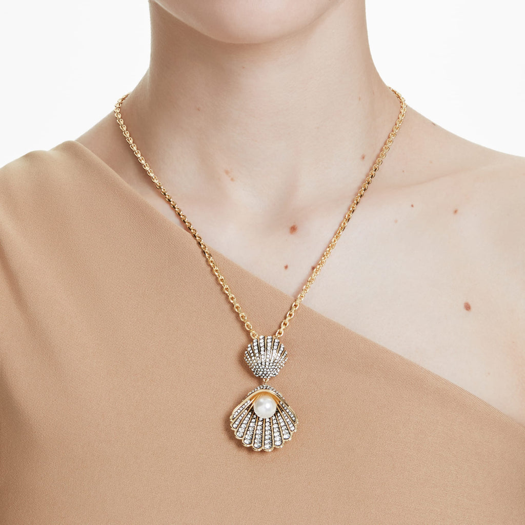 Idyllia necklace Mixed cuts, Shell, White, Gold-tone plated - Shukha Online Store