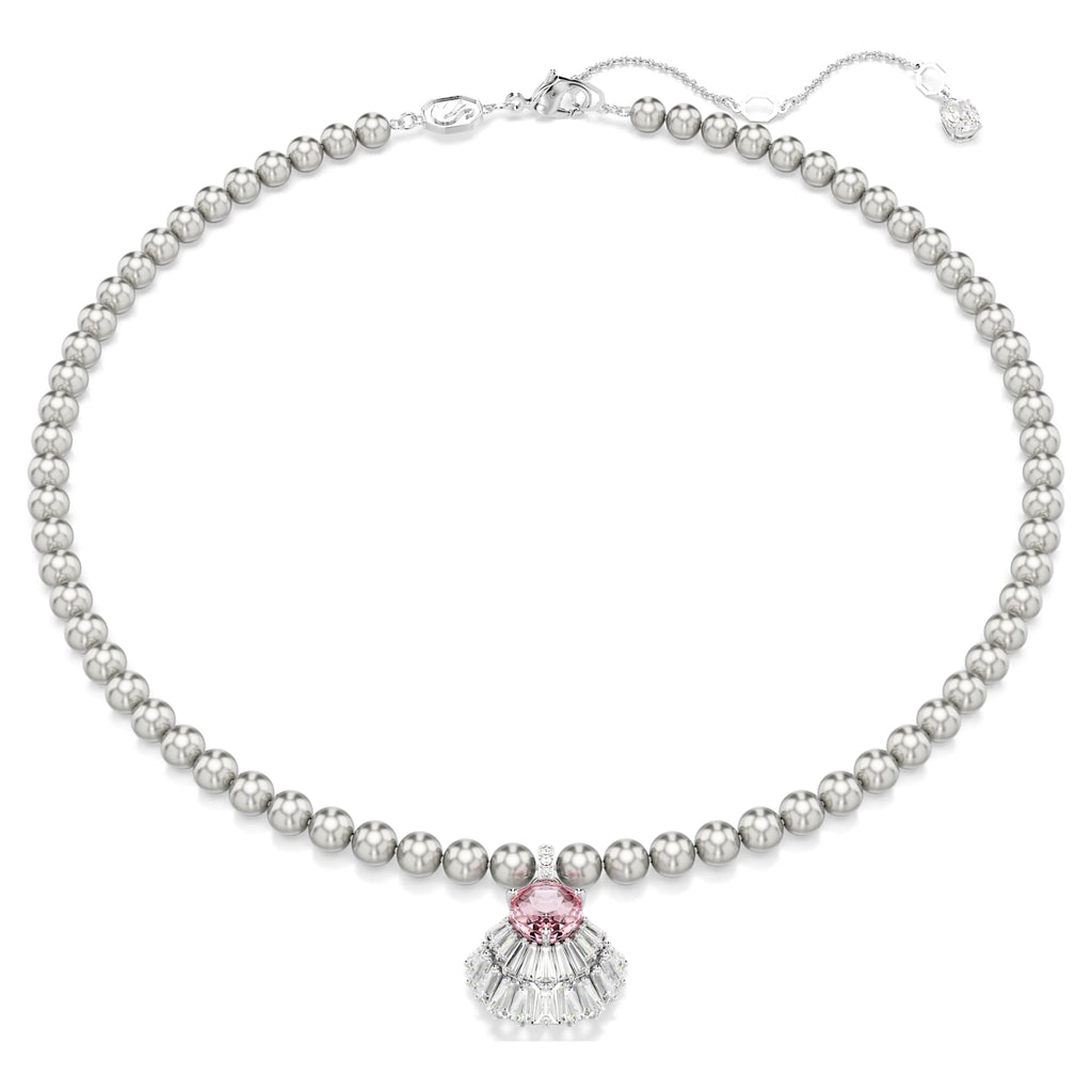 Idyllia pendant Mixed cuts, Crystal pearls, Shell, Pink, Rhodium plated - Shukha Online Store