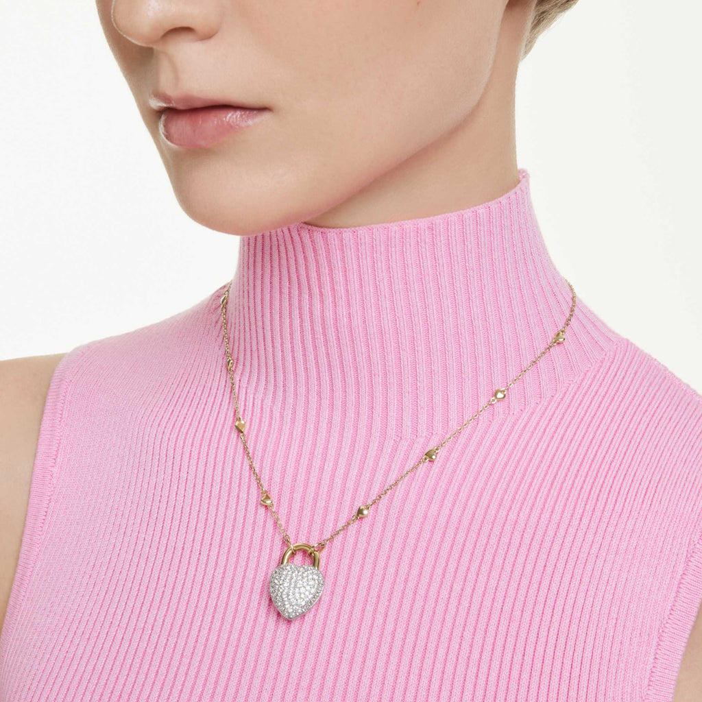 Idyllia pendant Mixed cuts, Heart, White, Gold-tone plated | Shukha ...