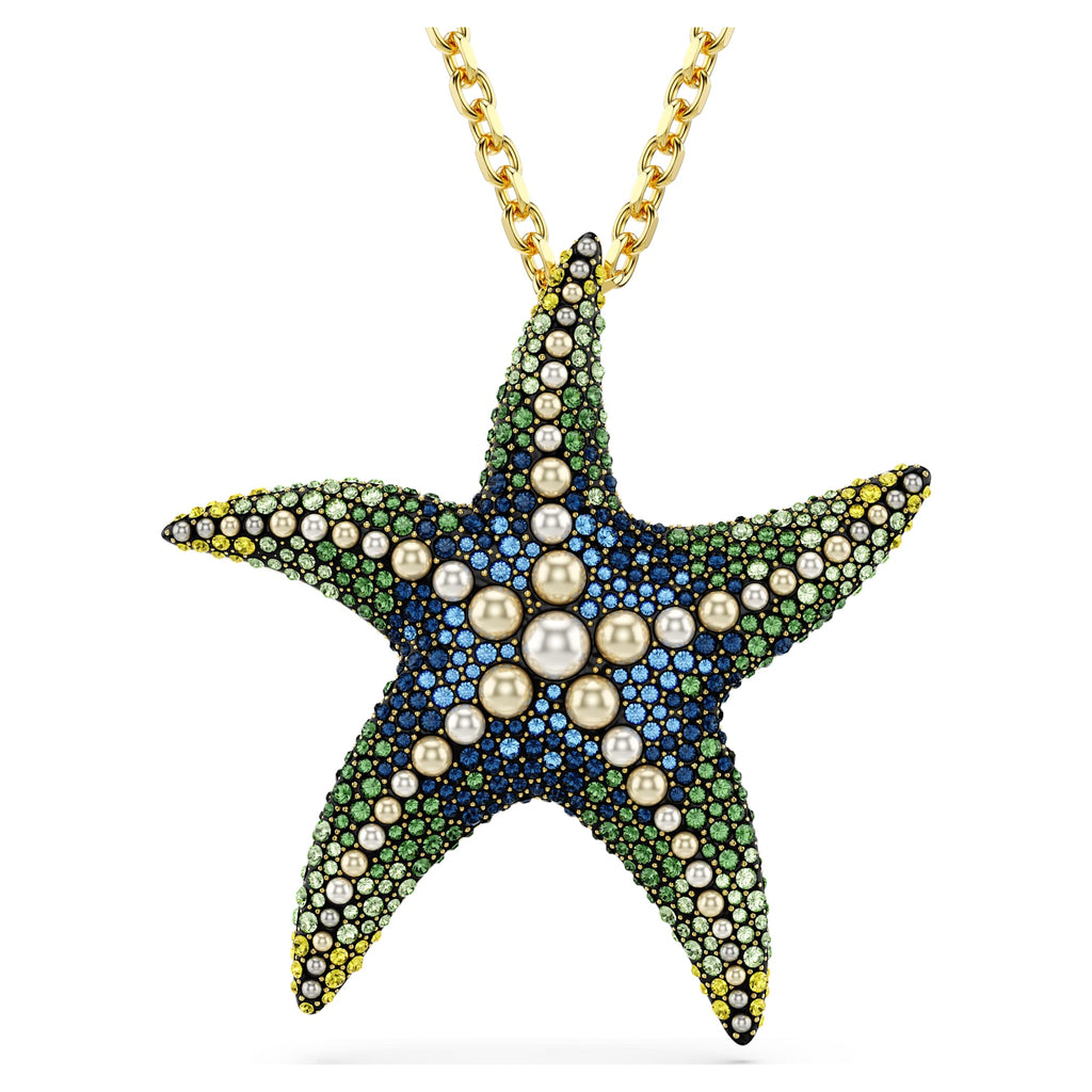 Idyllia pendant and brooch Crystal pearls, Starfish, Multicolored, Gold-tone plated - Shukha Online Store