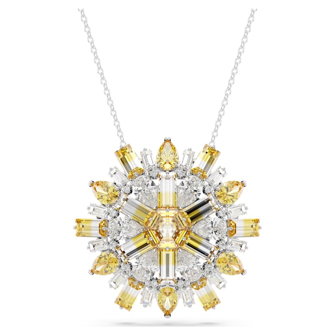 Idyllia pendant and brooch Flower, Long, Yellow, Rhodium plated - Shukha Online Store