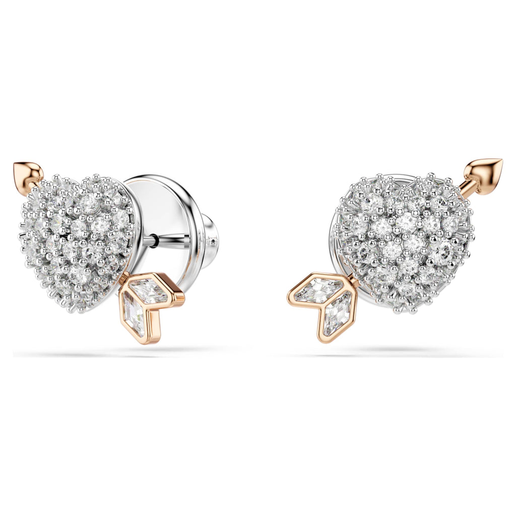 Idyllia set Mixed cuts, Heart with arrow, White, Rose gold-tone plated ...