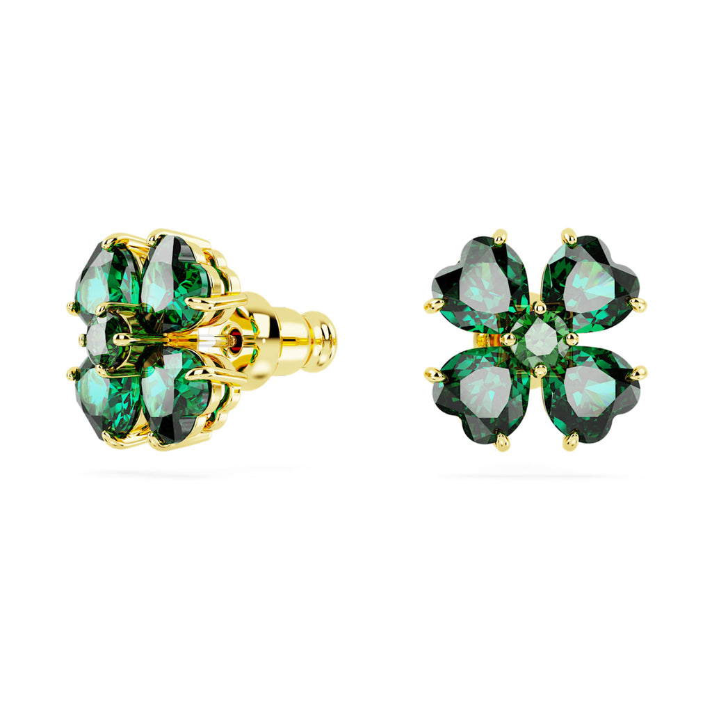 Idyllia stud earrings Clover, Green, Gold-tone plated - Shukha Online Store