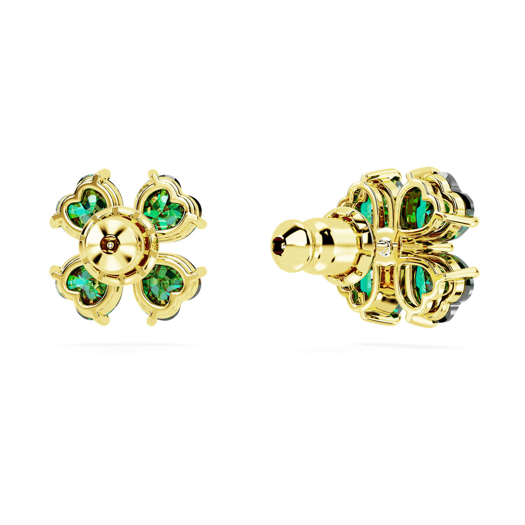 Idyllia stud earrings Clover, Green, Gold-tone plated - Shukha Online Store