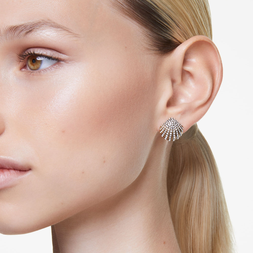 Idyllia stud earrings Shell, White, Gold-tone plated - Shukha Online Store
