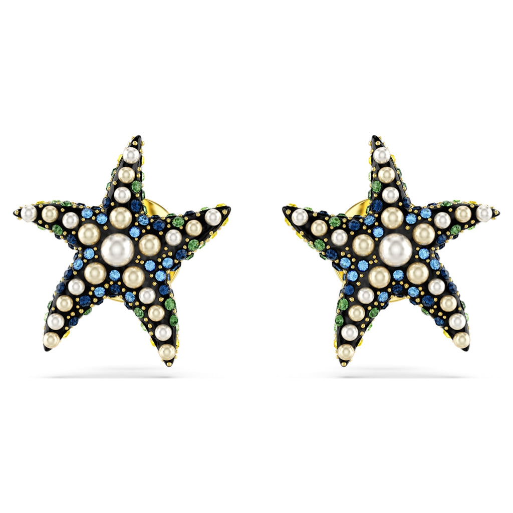 Idyllia stud earrings Starfish, Small, Multicolored, Gold-tone plated - Shukha Online Store