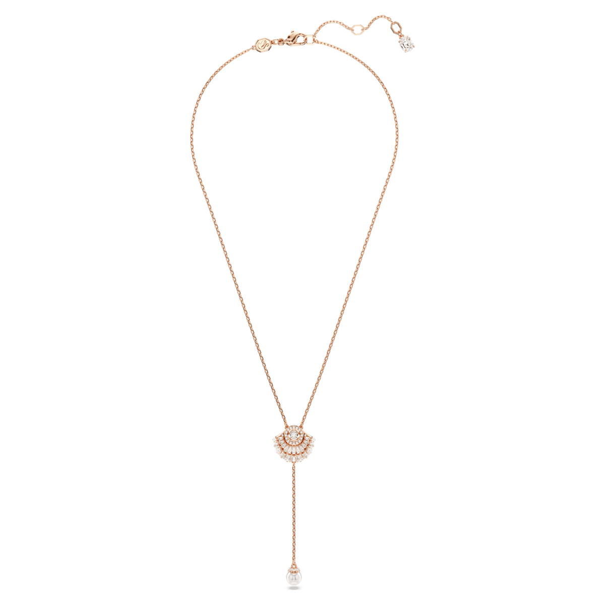 Idyllia Y pendant Shell, White, Rose gold-tone plated | Shukha Online Store