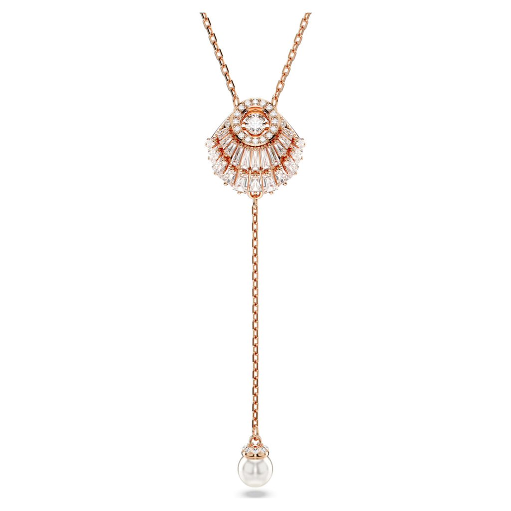 Idyllia Y pendant Shell, White, Rose gold-tone plated - Shukha Online Store