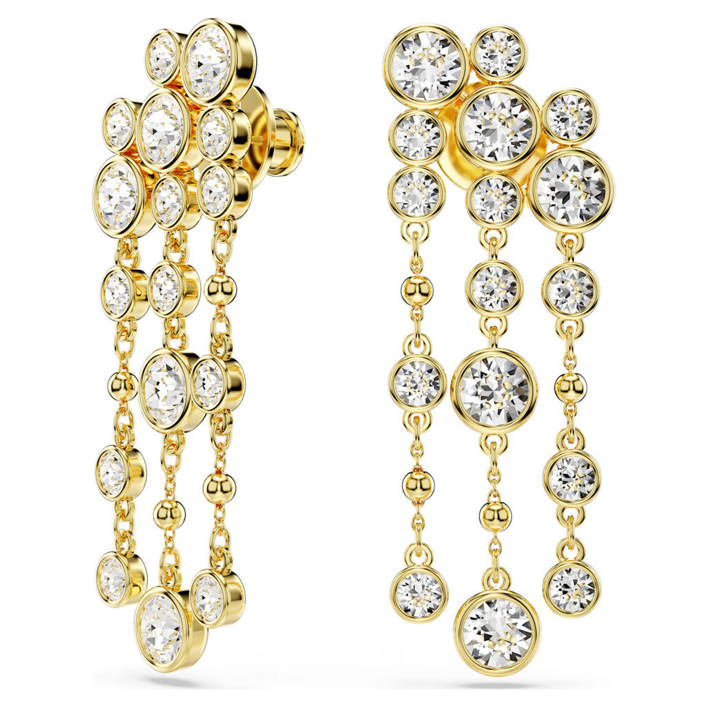 Imber drop earrings Round cut, Chandelier, White, Gold-tone plated - Shukha Online Store