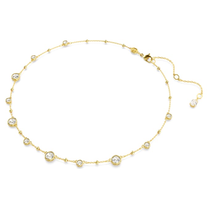 Imber necklace Round cut, Scattered design, White, Gold-tone plated - Shukha Online Store