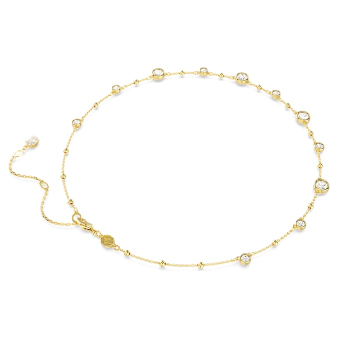 Imber necklace Round cut, Scattered design, White, Gold-tone plated - Shukha Online Store