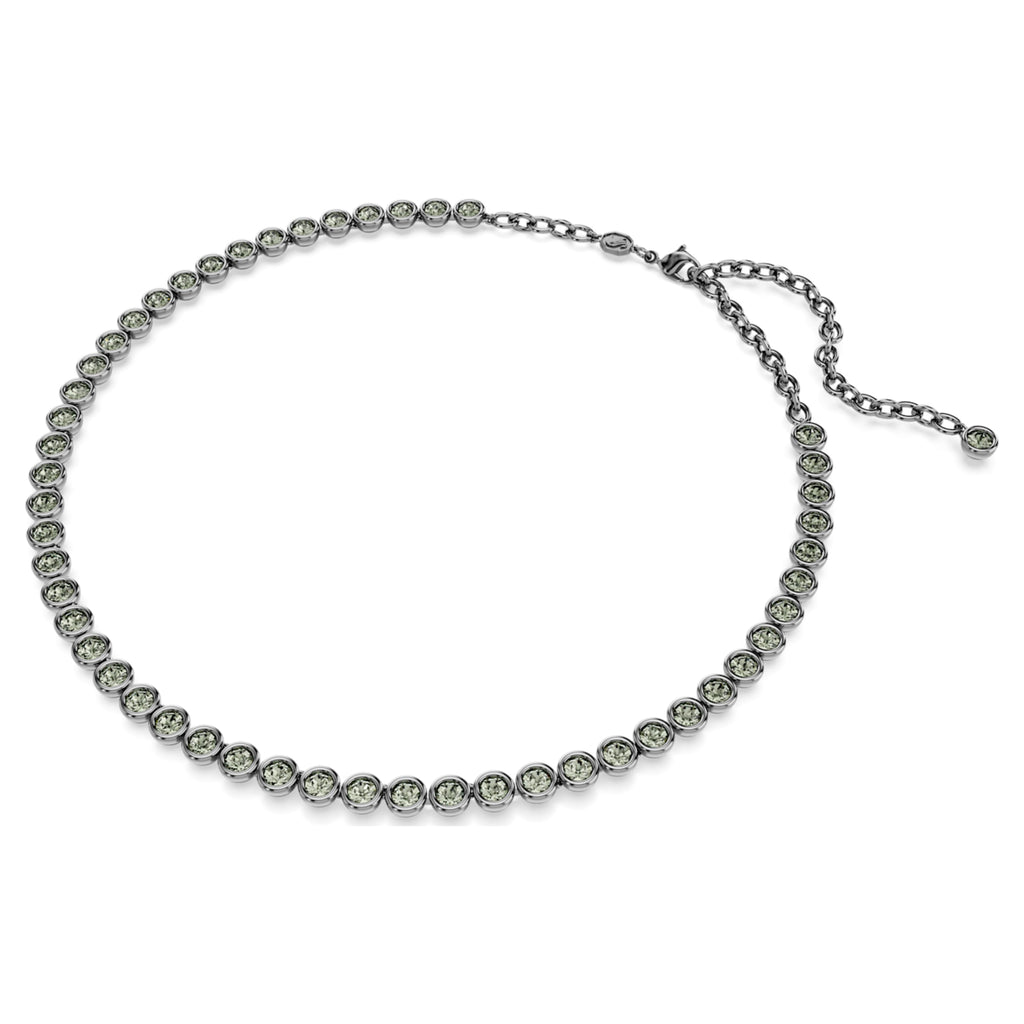 Imber Tennis necklace Round cut, Gray, Ruthenium plated - Shukha Online Store