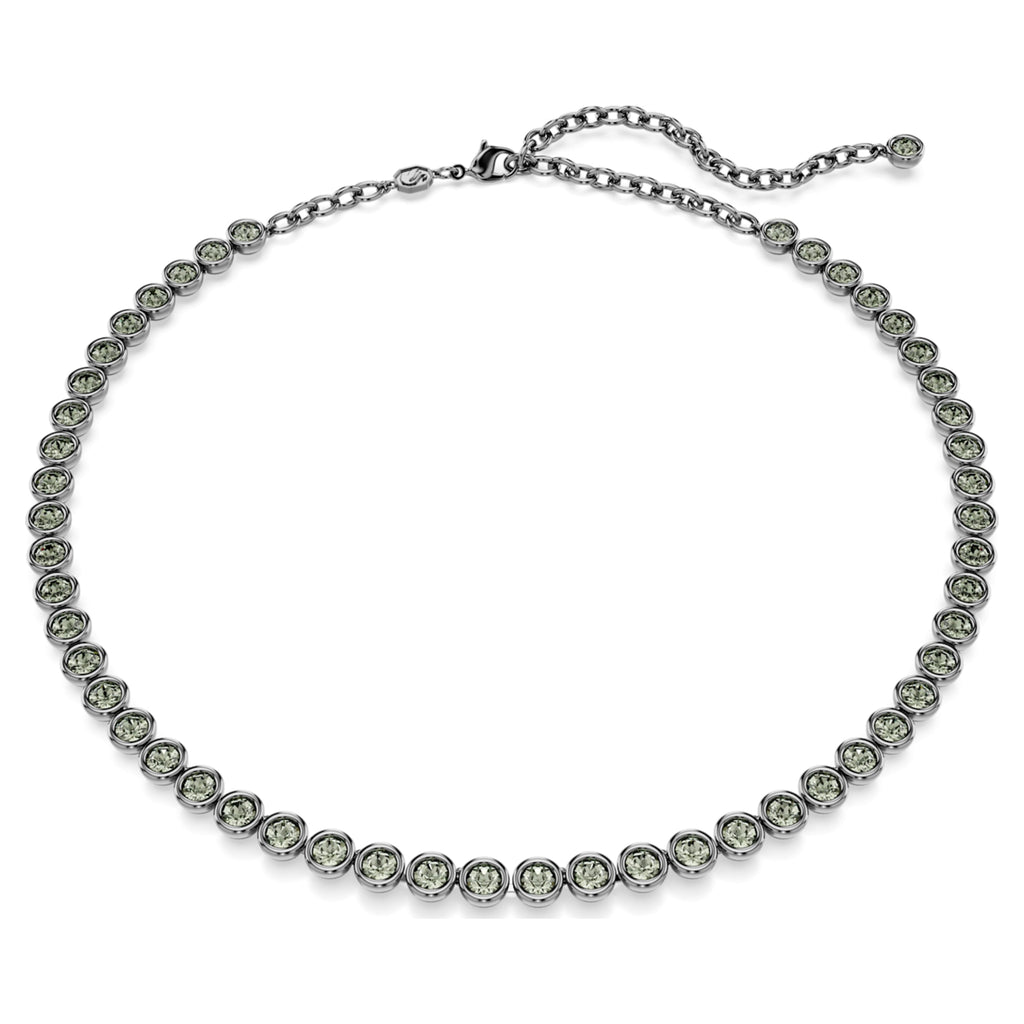 Imber Tennis necklace Round cut, Gray, Ruthenium plated - Shukha Online Store