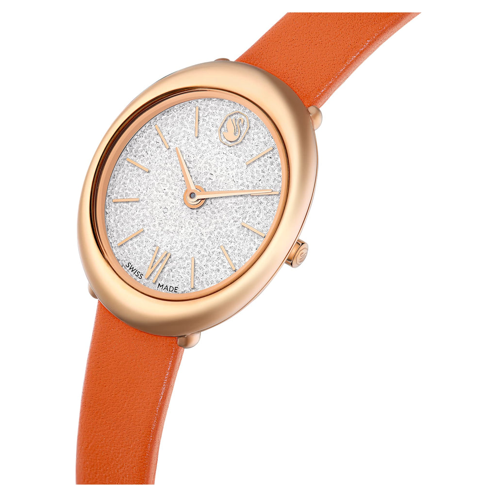 Imber watch Swiss Made, Leather strap, Orange, Rose gold-tone finish - Shukha Online Store