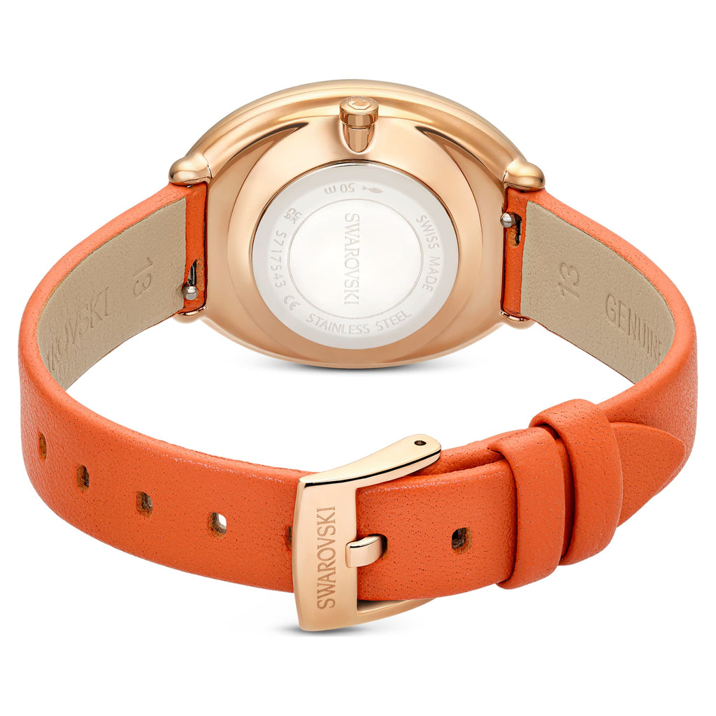 Imber watch Swiss Made, Leather strap, Orange, Rose gold-tone finish - Shukha Online Store