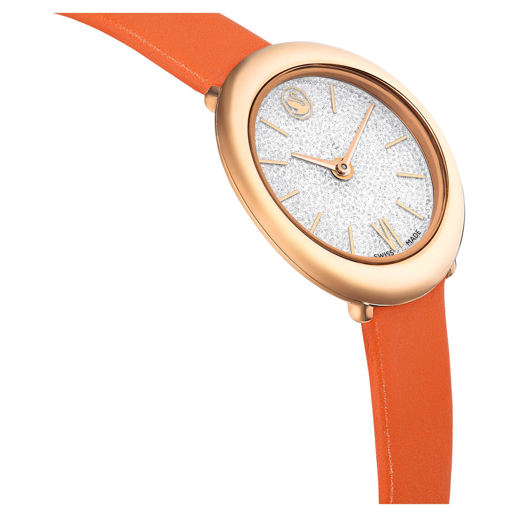 Imber watch Swiss Made, Leather strap, Orange, Rose gold-tone finish - Shukha Online Store
