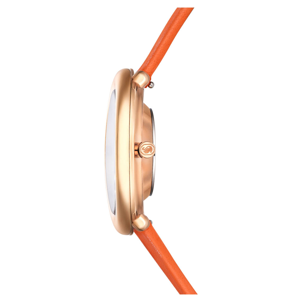 Imber watch Swiss Made, Leather strap, Orange, Rose gold-tone finish - Shukha Online Store