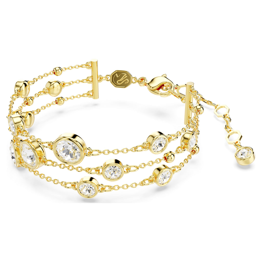 Imber wide bracelet Round cut, White, Gold-tone plated - Shukha Online Store