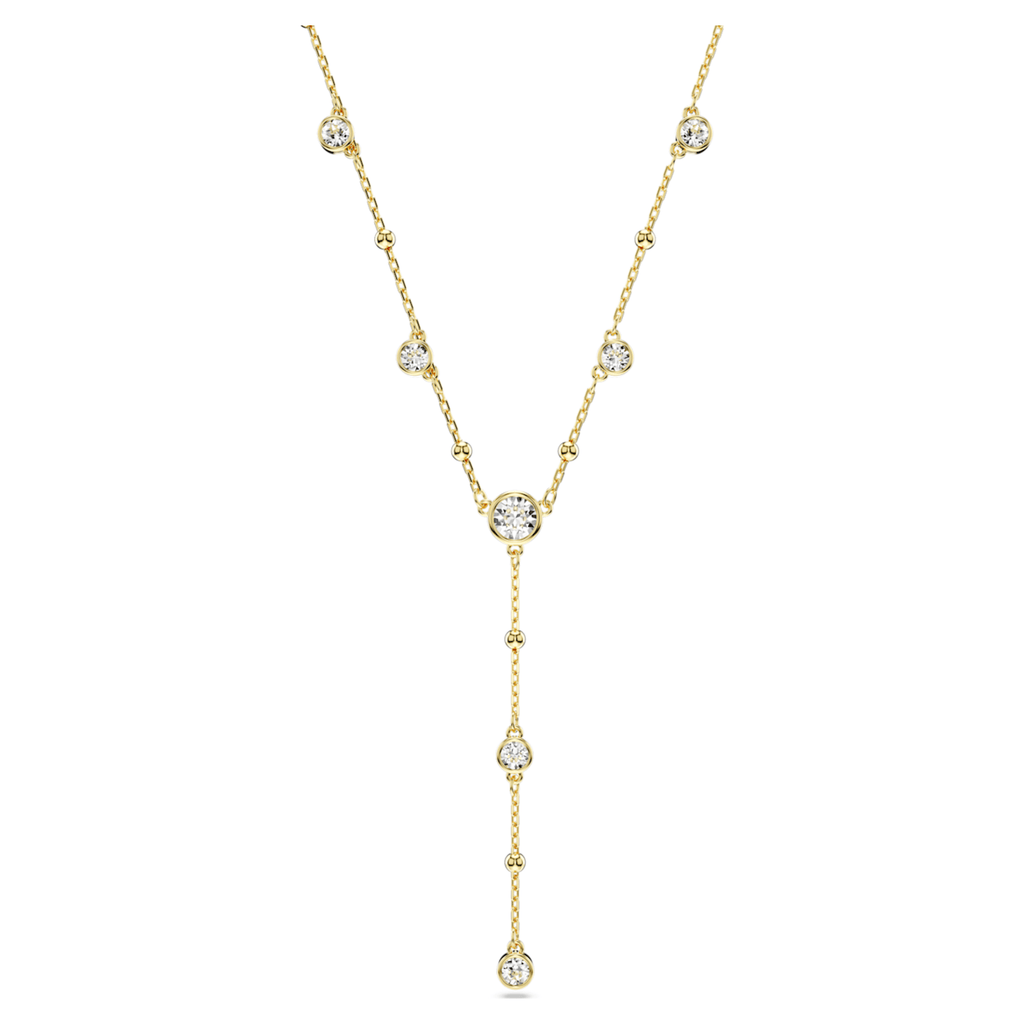 Imber Y necklace Round cut, Scattered design, White, Gold-tone plated - Shukha Online Store