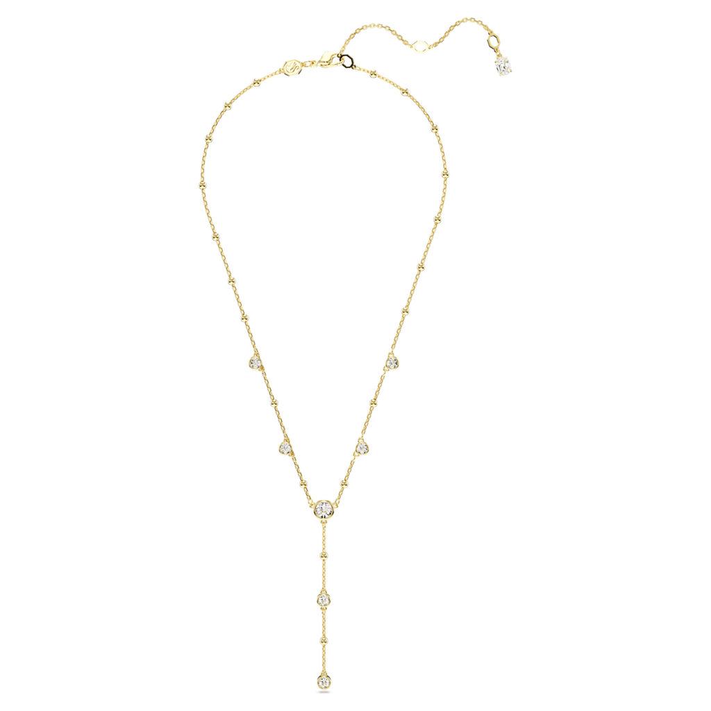 Imber Y necklace Round cut, Scattered design, White, Gold-tone plated - Shukha Online Store