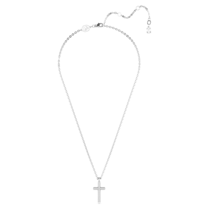 Insigne pendant Pavé, Cross, White, Rhodium plated - Shukha Online Store