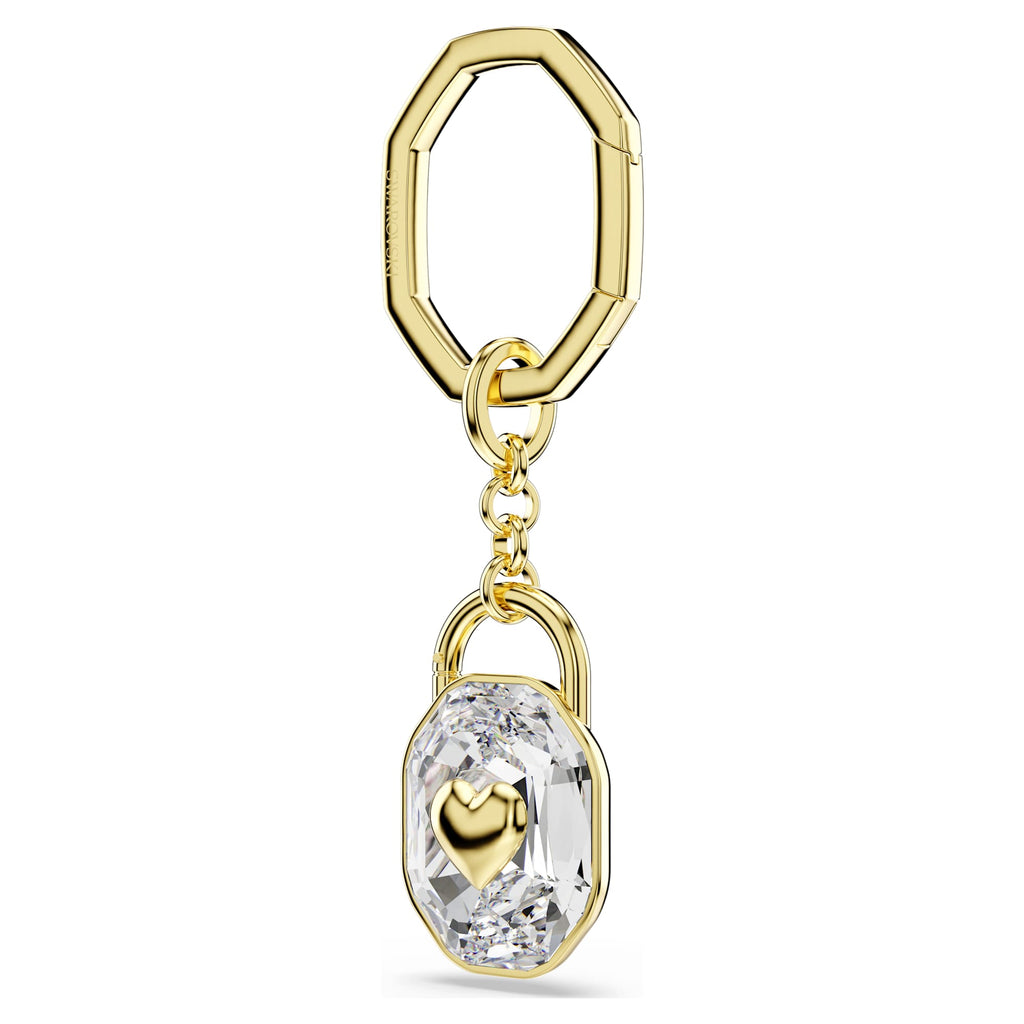 Key ring Oval cut, White, Gold-tone plated - Shukha Online Store