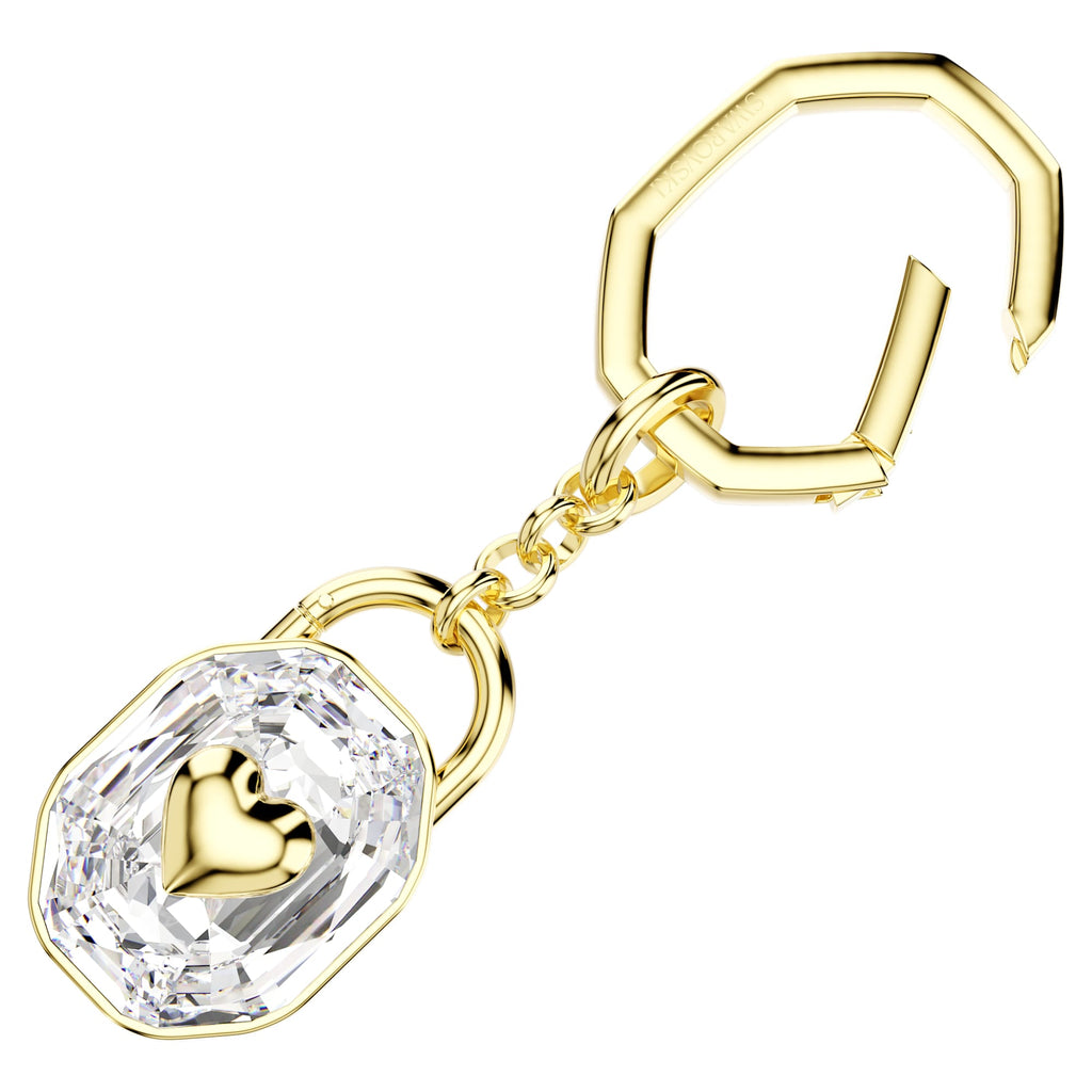 Key ring Oval cut, White, Gold-tone plated - Shukha Online Store