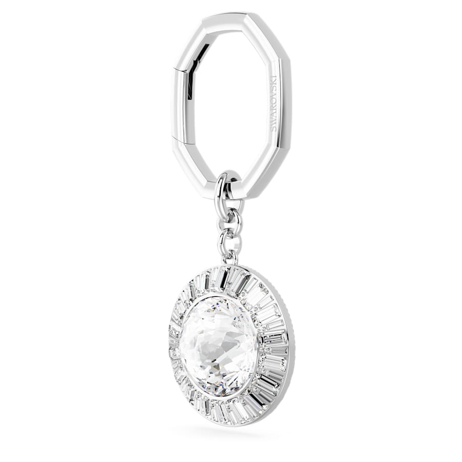 Key ring Round cut, White, Rhodium plated - Shukha Online Store
