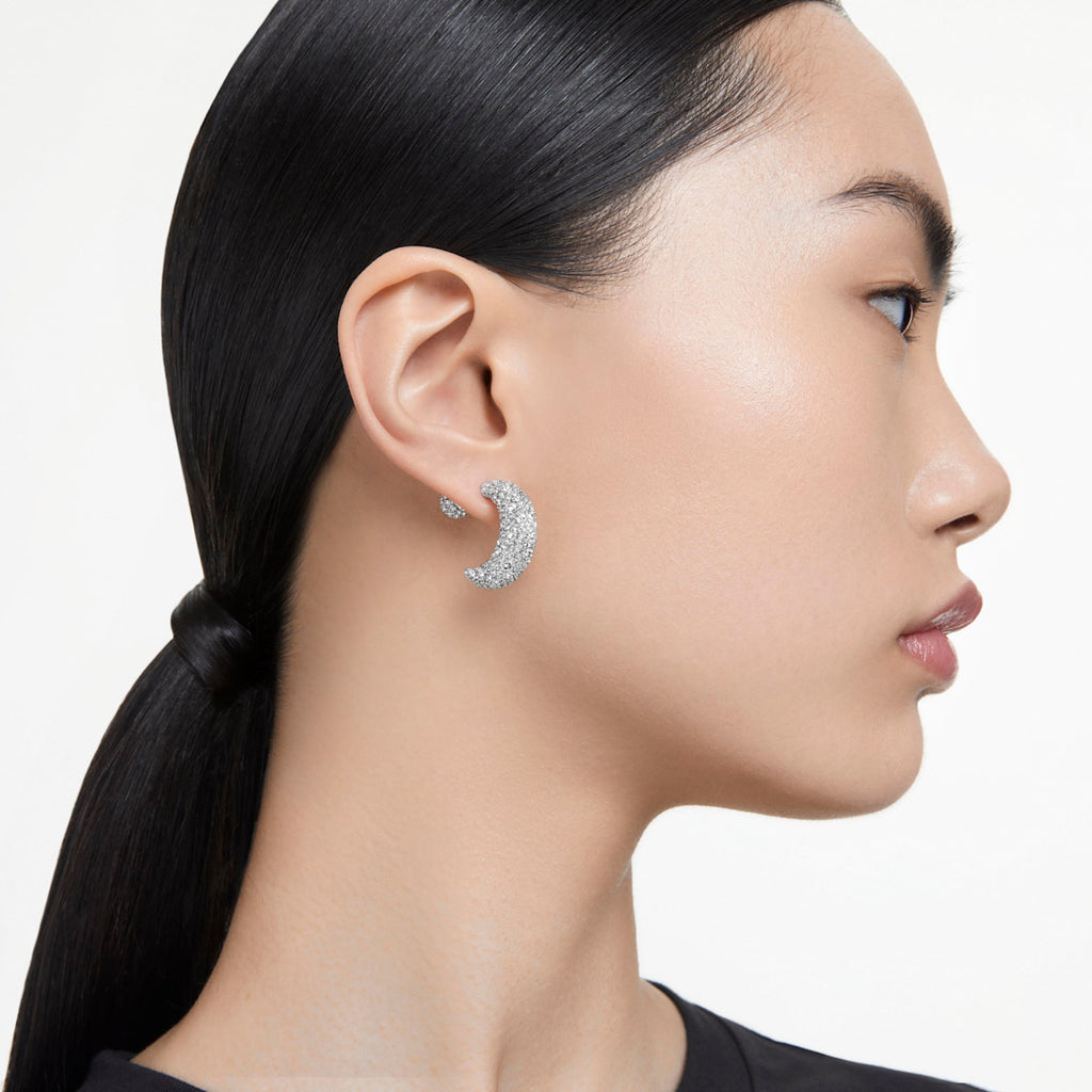 Luna drop earrings Moon, White, Rhodium plated - Shukha Online Store