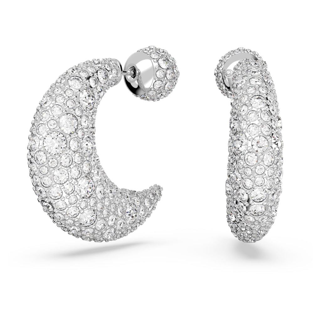Luna drop earrings Moon, White, Rhodium plated - Shukha Online Store