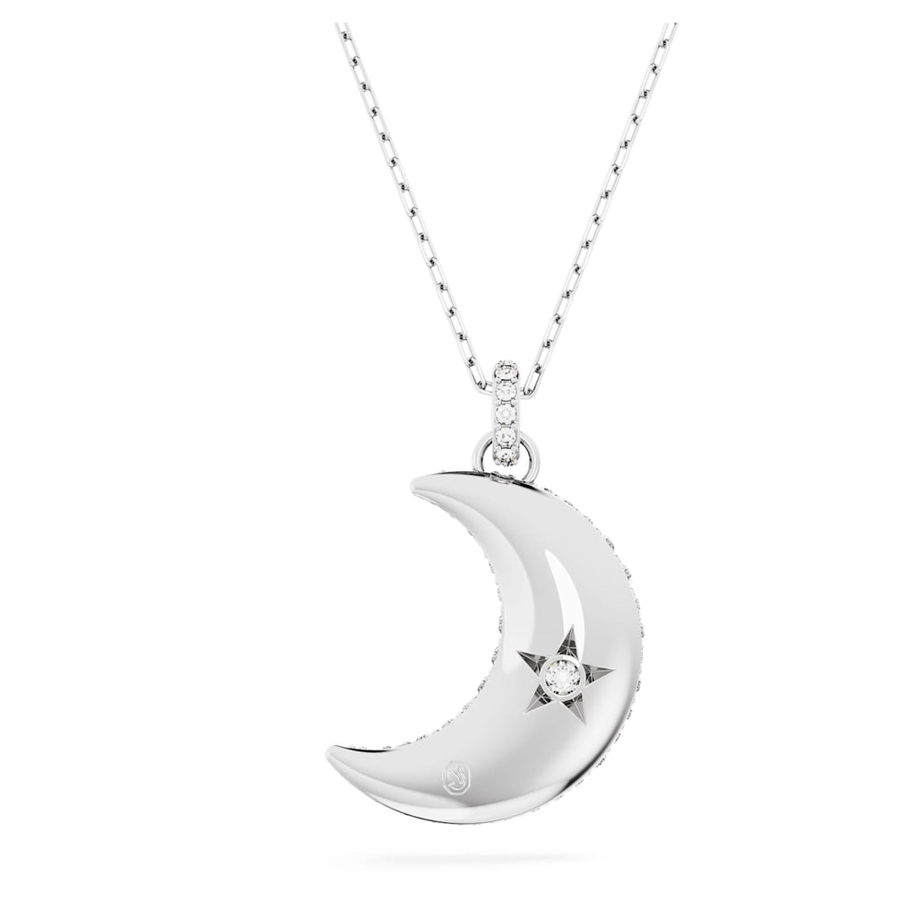 Luna pendant Moon, White, Rhodium plated - Shukha Online Store