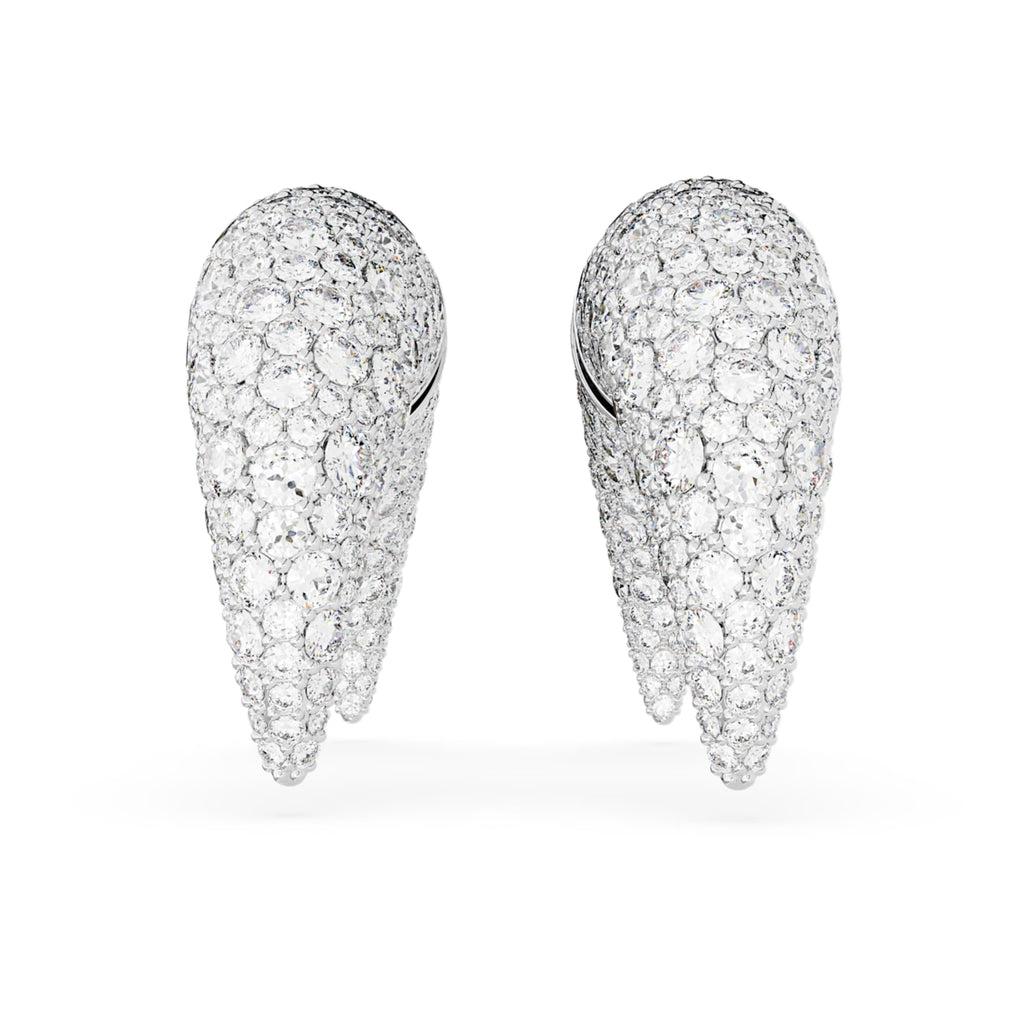 Luna stud earrings Moon, Large, White, Rhodium plated - Shukha Online Store