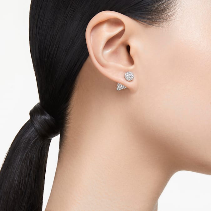 Luna stud earrings Moon, White, Rhodium plated - Shukha Online Store