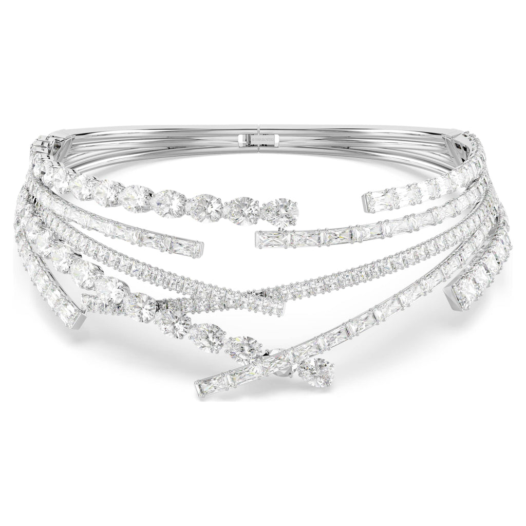 Matrix choker Mixed cuts, White, Rhodium plated - Shukha Online Store