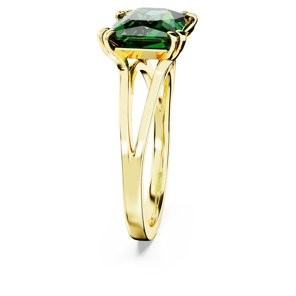 Matrix cocktail ring Rectangular cut, Green, Gold-tone plated - Shukha Online Store