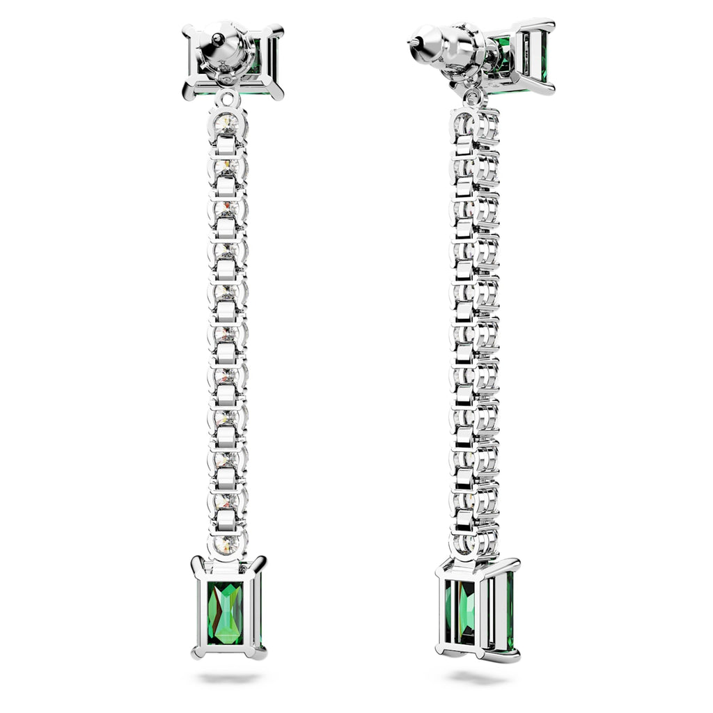 Matrix drop earrings Mixed cuts, Green, Rhodium plated - Shukha Online Store