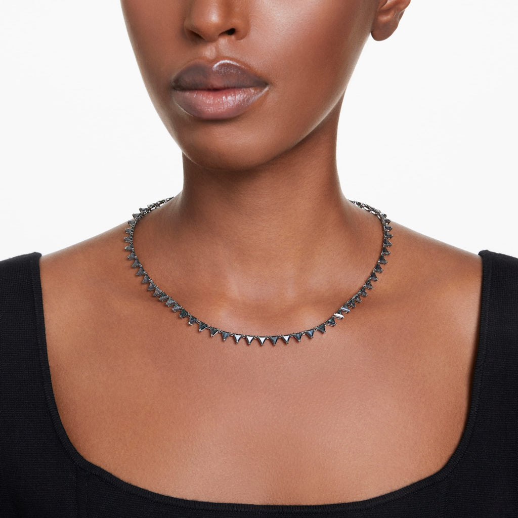 Matrix necklace Triangle cut, Gray, Ruthenium plated - Shukha Online Store