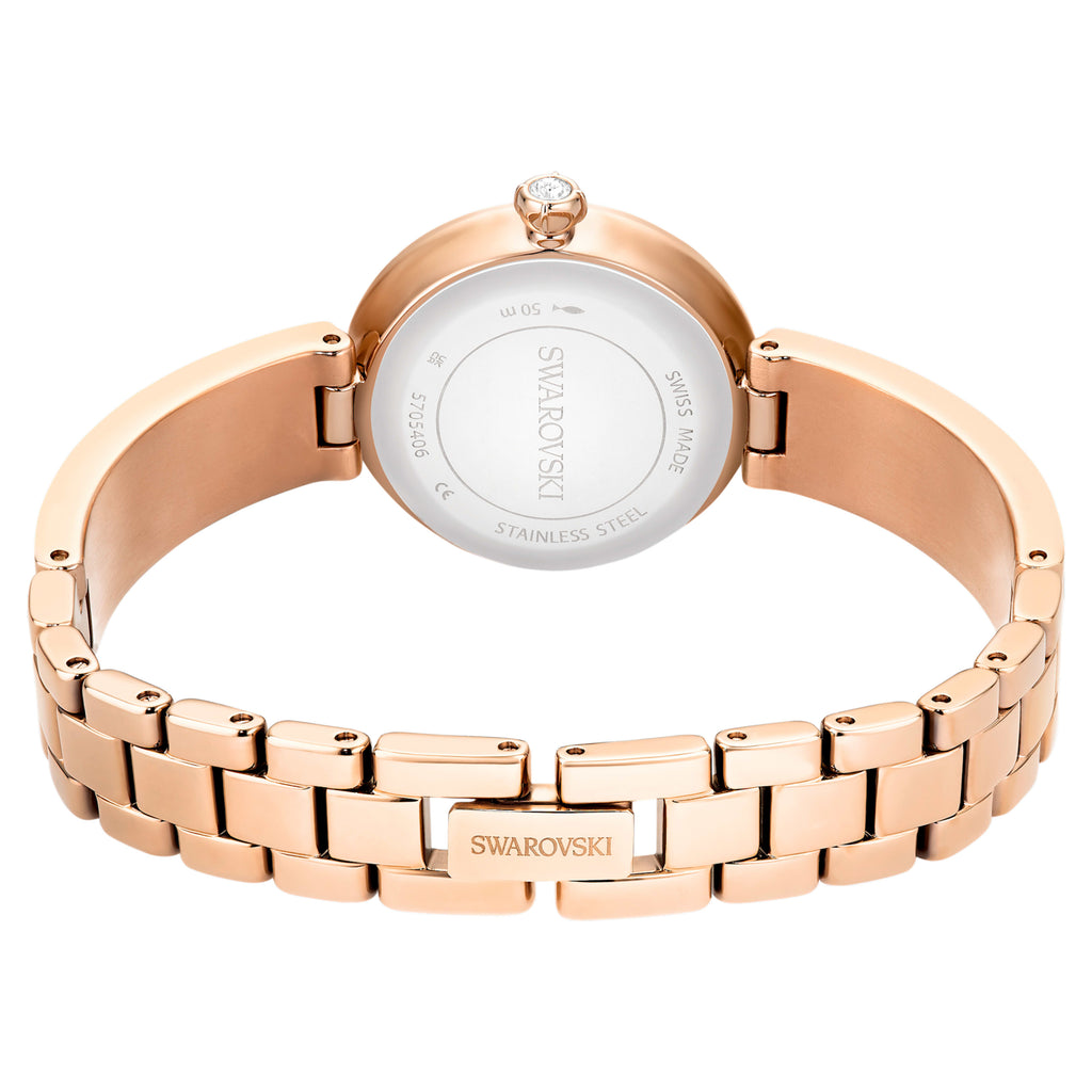Matrix pearl bangle bangle watch Swiss Made, Crystal bracelet, White, Rose gold-tone finish - Shukha Online Store