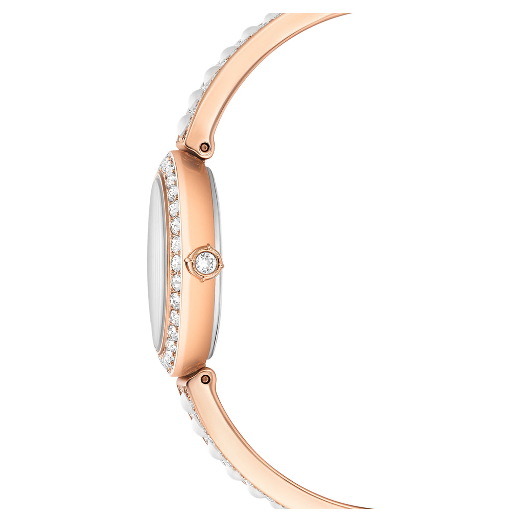 Matrix pearl bangle bangle watch Swiss Made, Crystal bracelet, White, Rose gold-tone finish - Shukha Online Store